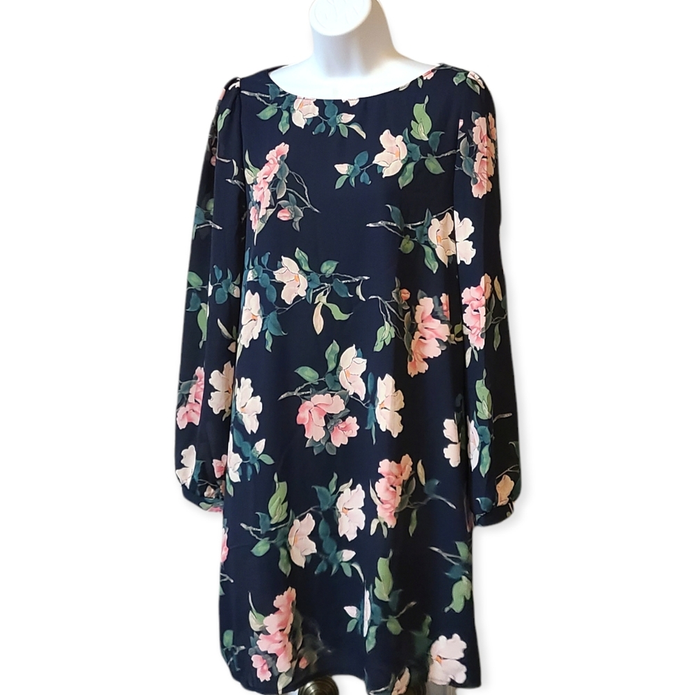 NWT Lulus Floral Long Sleeve Scoop Neck Dress